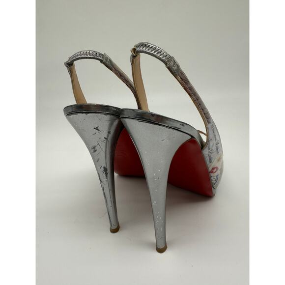 Christian Louboutin PVC Print Slingback Pumps Multicolor Women's Size 39 - Picture 4 of 14